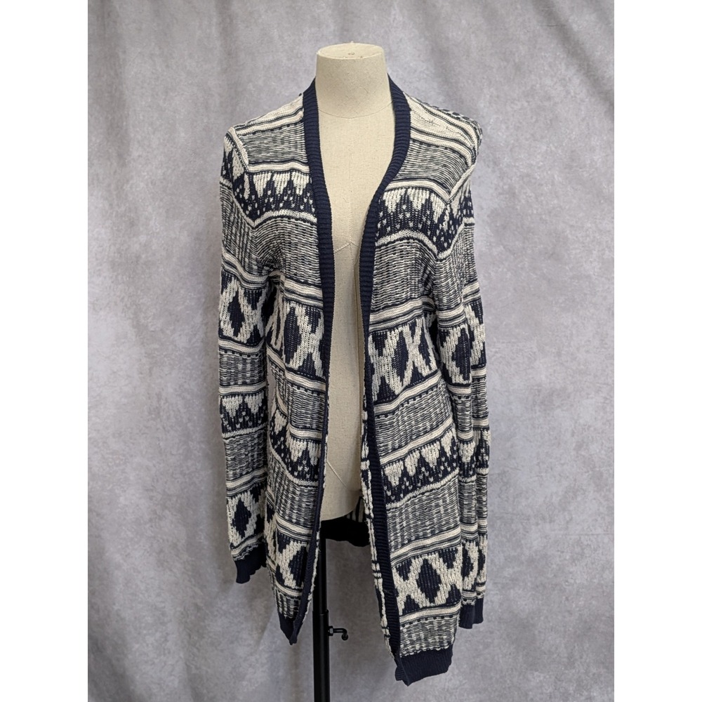 Mossimo Supply Co Womens XXL Navy Blue White‎ Geometric Fair Isle Cardigan-C259